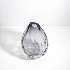 Hand Blown Murano Barrel Vase in Grey with Side Cut XL - 3851772