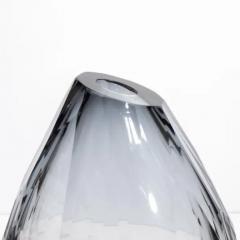 Hand Blown Murano Barrel Vase in Grey with Side Cut XL - 3851777