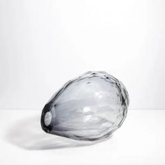 Hand Blown Murano Barrel Vase in Grey with Side Cut XL - 3851824