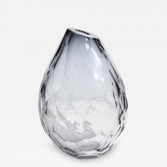 Hand Blown Murano Barrel Vase in Grey with Side Cut XL - 3868650