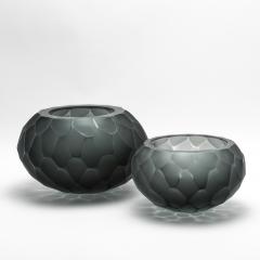 Hand Blown Murano Battuto Bowl in Grey Large - 4214559