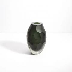 Hand Blown Murano Battuto Vase in Black and Deep Green Medium - 3852194