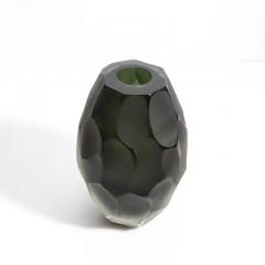 Hand Blown Murano Battuto Vase in Black and Deep Green Medium - 3852196