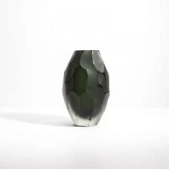 Hand Blown Murano Battuto Vase in Black and Deep Green Medium - 3852197