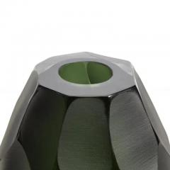 Hand Blown Murano Battuto Vase in Black and Deep Green Medium - 3852198