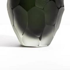 Hand Blown Murano Battuto Vase in Black and Deep Green Medium - 3852199