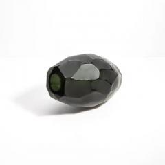 Hand Blown Murano Battuto Vase in Black and Deep Green Medium - 3852201