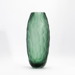 Hand Blown Murano Battuto Vase in Emerald Green Small - 4210822