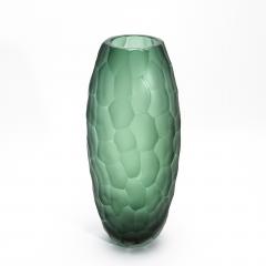 Hand Blown Murano Battuto Vase in Emerald Green Small - 4210823