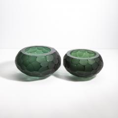 Hand Blown Murano Battuto Vase in Emerald Green Small - 4210824