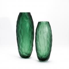 Hand Blown Murano Battuto Vase in Emerald Green Small - 4210827