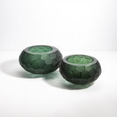 Hand Blown Murano Battuto Vase in Emerald Green Small - 4210828