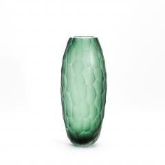 Hand Blown Murano Battuto Vase in Emerald Green Small - 4210829