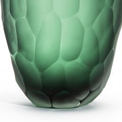 Hand Blown Murano Battuto Vase in Emerald Green Small - 4210830