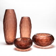 Hand Blown Murano Battuto Vase in Light Amaretto Small - 4210814