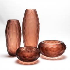 Hand Blown Murano Battuto Vase in Light Amaretto Small - 4210815