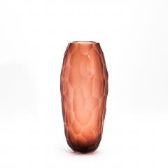 Hand Blown Murano Battuto Vase in Light Amaretto Small - 4210818