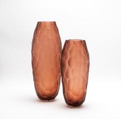 Hand Blown Murano Battuto Vase in Light Amaretto Small - 4210819