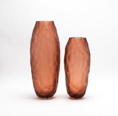 Hand Blown Murano Battuto Vase in Light Amaretto Small - 4210821