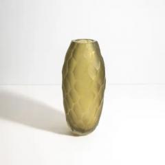 Hand Blown Murano Battuto Vase in Olive Medium - 3851956
