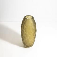 Hand Blown Murano Battuto Vase in Olive Medium - 3851957