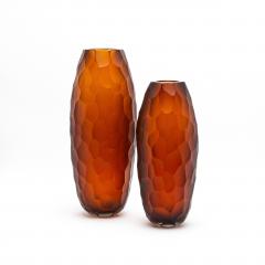 Hand Blown Murano Battuto Vase in Tobacco Large - 4210808