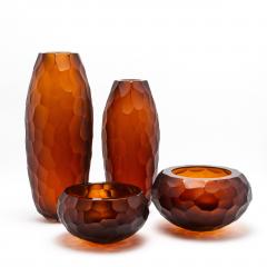 Hand Blown Murano Battuto Vase in Tobacco Large - 4210810