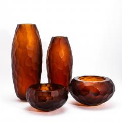 Hand Blown Murano Battuto Vase in Tobacco Large - 4210811