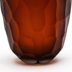 Hand Blown Murano Battuto Vase in Tobacco Large - 4210812