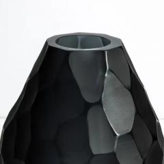 Hand Blown Murano Batutto Vase in Deep Grey - 3852165