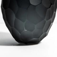 Hand Blown Murano Batutto Vase in Deep Grey - 3852168