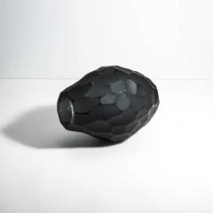 Hand Blown Murano Batutto Vase in Deep Grey - 3852169