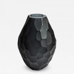 Hand Blown Murano Batutto Vase in Deep Grey - 3875095