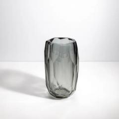 Hand Blown Murano Beveled Vase in Grey Large - 3852157