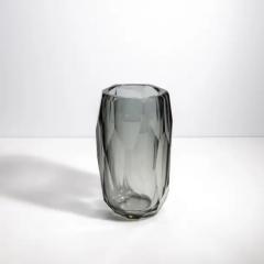 Hand Blown Murano Beveled Vase in Grey Large - 3852158