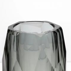 Hand Blown Murano Beveled Vase in Grey Large - 3852159