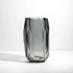 Hand Blown Murano Beveled Vase in Grey Large - 3852160