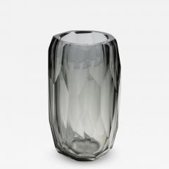 Hand Blown Murano Beveled Vase in Grey Large - 3875094