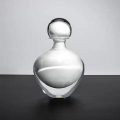 Hand Blown Murano Bottle in Crystal White Medium - 3852255