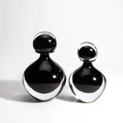 Hand Blown Murano Bottle in Onyx Black Large - 3852313