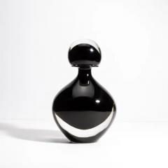 Hand Blown Murano Bottle in Onyx Black Large - 3852315