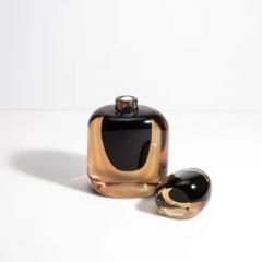 Hand Blown Murano Bottle in Smoky Quartz and Onyx Black - 3851718