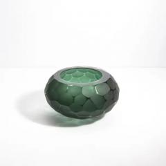 Hand Blown Murano Bowl Battuto in Emerald Green Large - 3850992