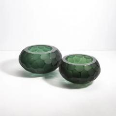 Hand Blown Murano Bowl Battuto in Emerald Green Large - 3851003