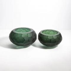 Hand Blown Murano Bowl Battuto in Emerald Green Large - 3851004