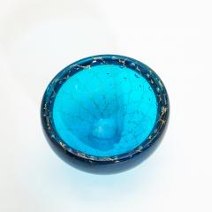 Hand Blown Murano Bowl in Aqua Blue with 24 Karat Gold Flecks - 4208332