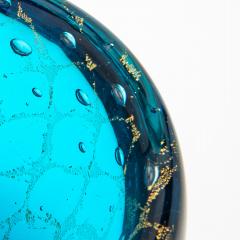 Hand Blown Murano Bowl in Aqua Blue with 24 Karat Gold Flecks - 4208333