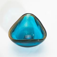 Hand Blown Murano Bowl in Aqua Blue with 24 Karat Gold Flecks - 4208452