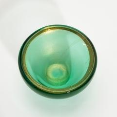 Hand Blown Murano Bowl in Green with 24 Karat Gold Flecks - 4208497