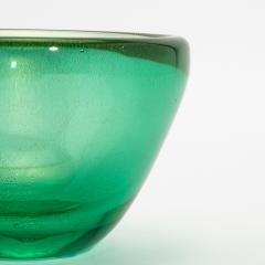 Hand Blown Murano Bowl in Green with 24 Karat Gold Flecks - 4208499